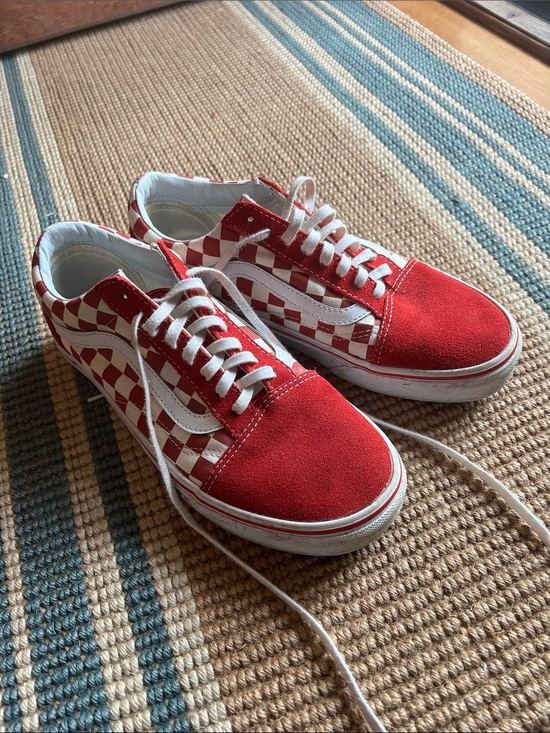 Vans Shoes - Vans Red and White Checkerboard Low-Top Sneakers